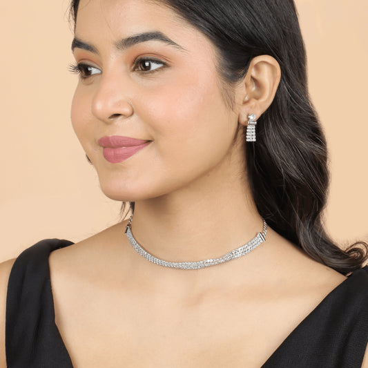 Heirloom Three Line Diamond Necklace with Earrings