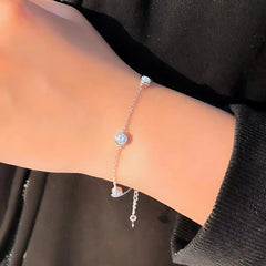 925 Sterling Silver Cross Design Zircon Bracelet (SB035)