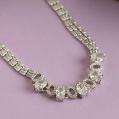 Real Fancy Diamond Necklace Set with Earrings - Rukhmani