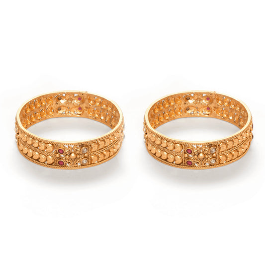 Antique gold plated rajwadi bangles set