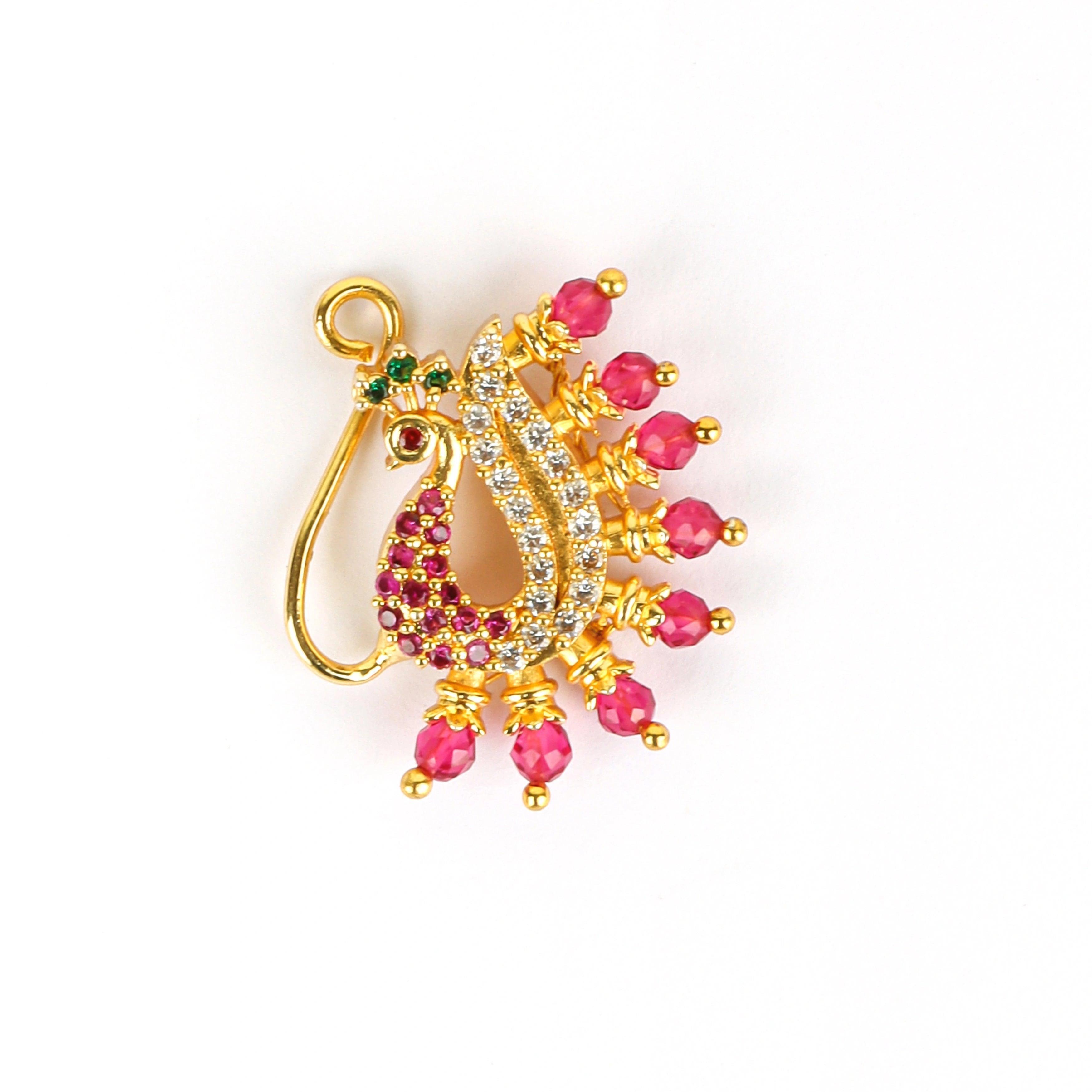 Authentic Red Stone Maharashtrian Nath - Rukhmani