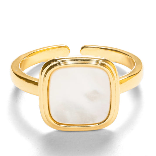 Gold Plated Pearl Stackable Gemstone Ring