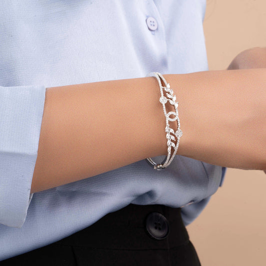 Fancy Silver Plated Wedding Design Diamond Bracelets - Rukhmani