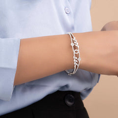 Fancy Silver Plated Wedding Design Diamond Bracelets - Rukhmani
