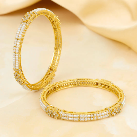 Traditional Design Gold Plated Maharashtrian Moti Bangles