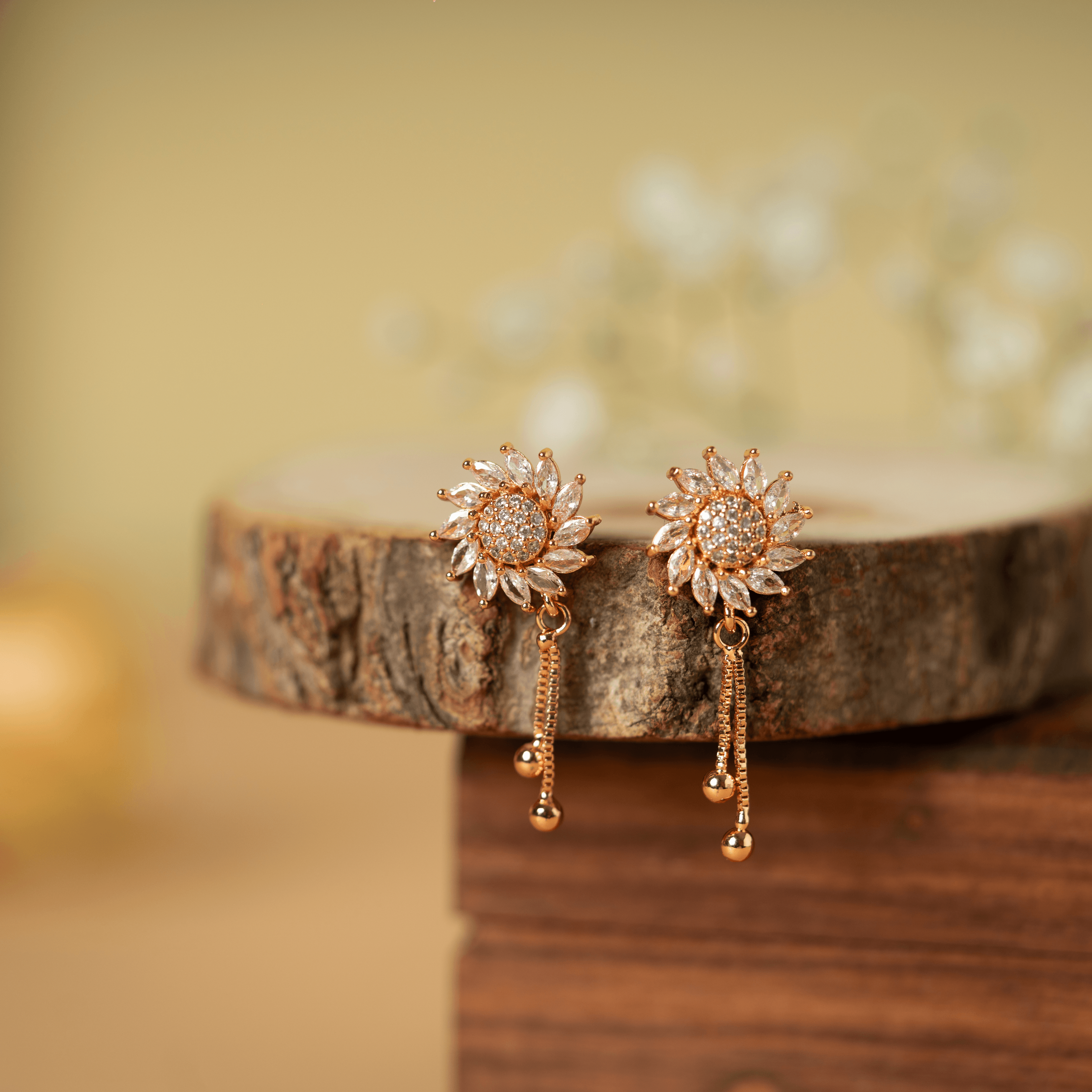 Gold Plated Kundan Designer Danglers Earrings - Rukhmani