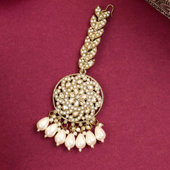 Pearl with Round Kundan Jaipuri Mangtika - Rukhmani