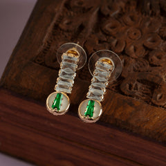 Green Emerald and White Bridal Crystal Necklace with Earrings - Rukhmani
