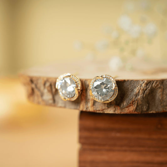 Fancy Trending Clear American Diamond Stud Earrings - Rukhmani