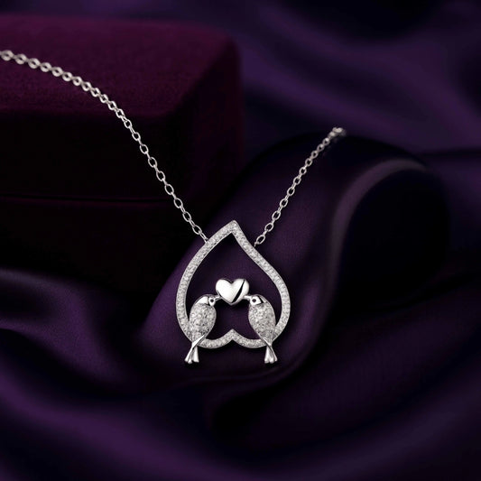 925 Sterling Silver Love Birds Pendant Necklace