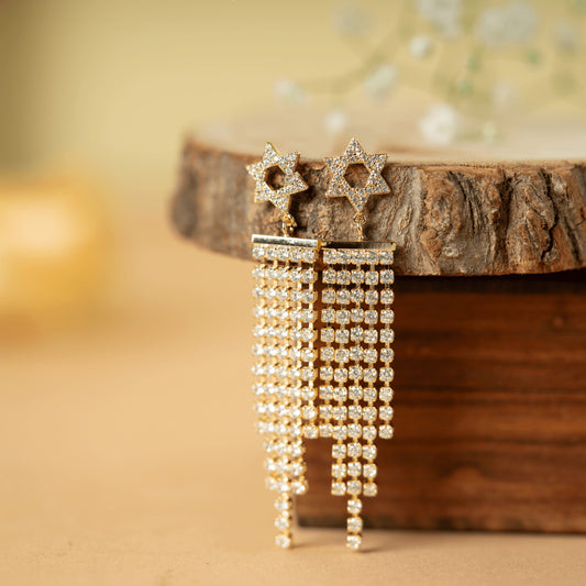 Golden Star Tassel Drop Earrings