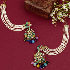 Rangmahal Jhumkas With Chain Pearl - Rukhmani
