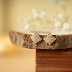 New Design Fashion Gold Color Square Stud Earrings