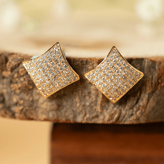 New Design Fashion Gold Color Square Stud Earrings