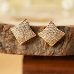 New Design Fashion Gold Color Square Stud Earrings