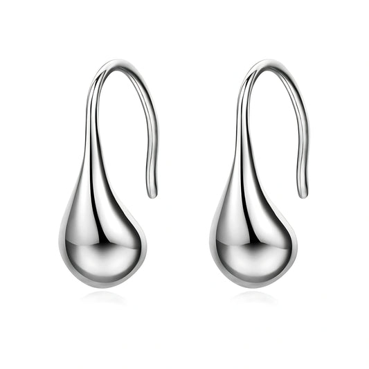 925 Sterling Silver Waterdrop Hook Earrings (Stone-Free Design)