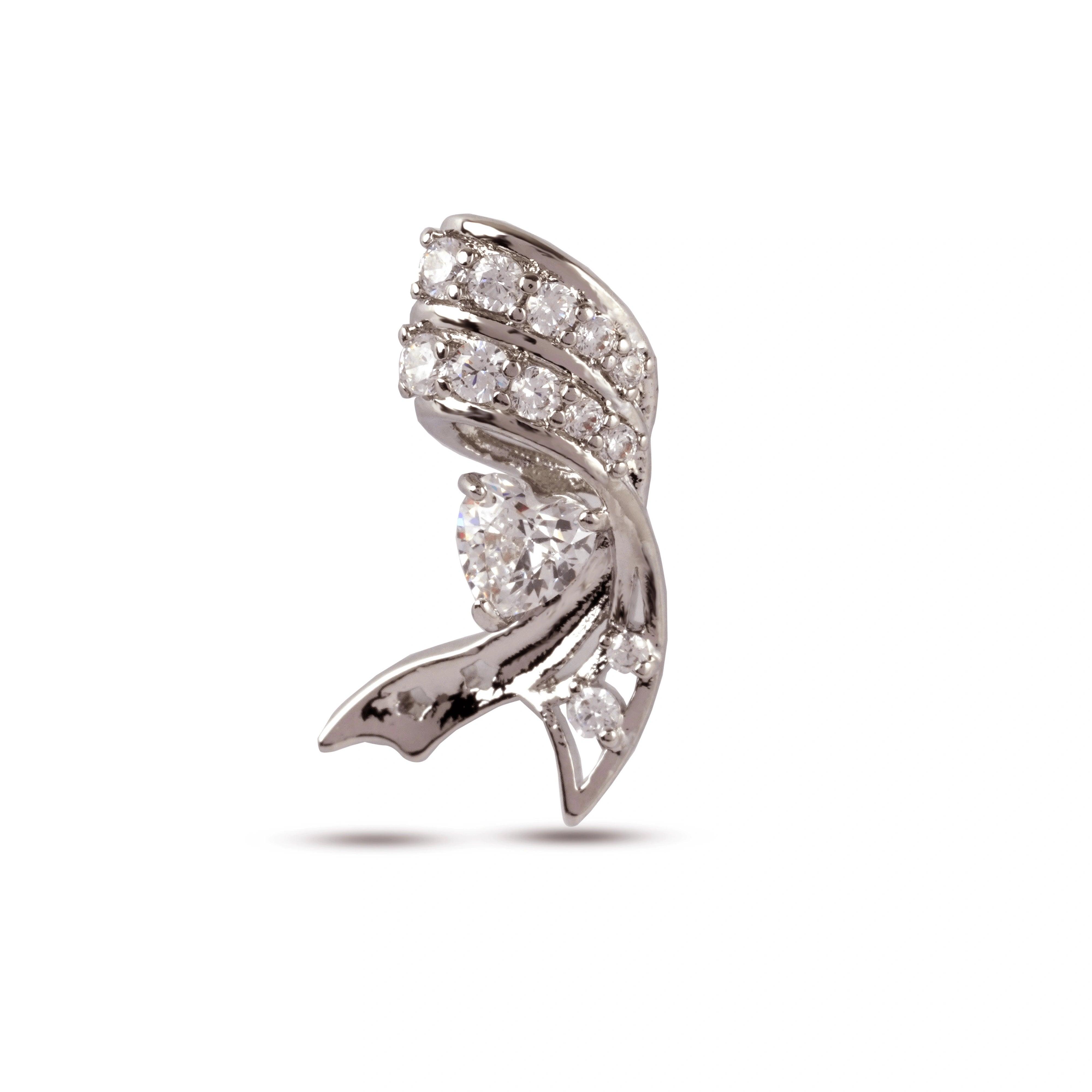 Traditional Design Bow Silver Plated with Diamonds Earrings - Rukhmani