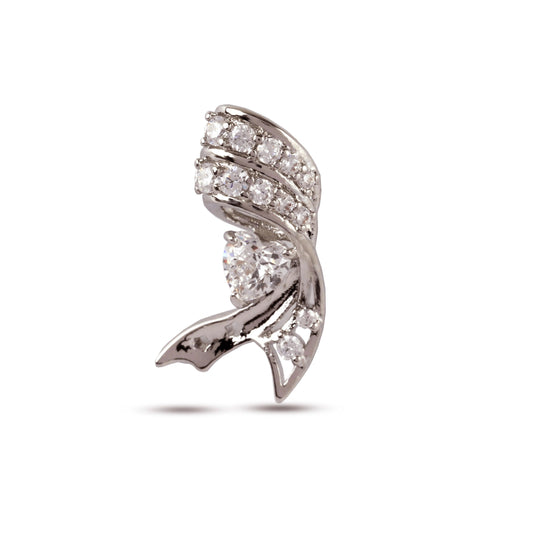 Traditional Design Bow Silver Plated with Diamonds Earrings - Rukhmani