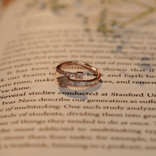 Rose Gold Plated Latest Design Arrow Shape Diamond Ring