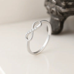 925 Sterling Silver Infinity Wedding Band with Zircon Accents