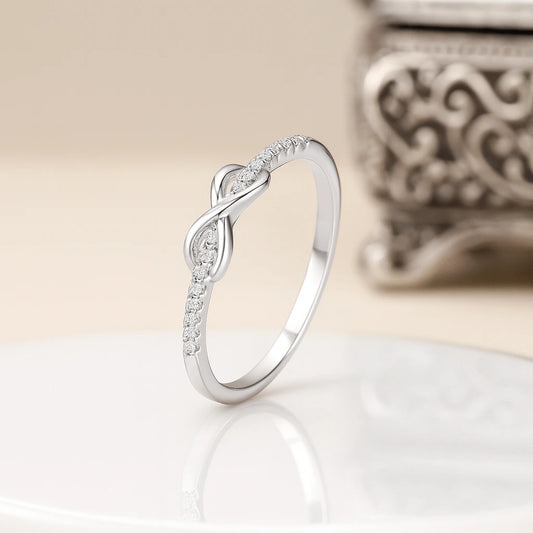 925 Sterling Silver Infinity Symbol Zircon Ring