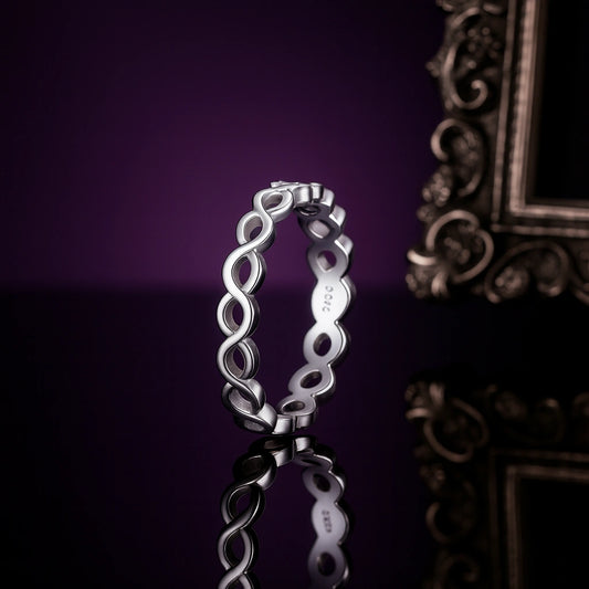 925 Sterling Silver “8” Shape White Zircon Ring