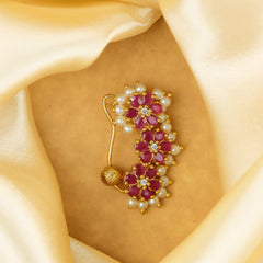 Gold Plated Majestic Red Stone Nath