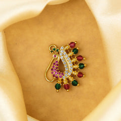 Designer Gold Plated Peacock Multi-Color Nath