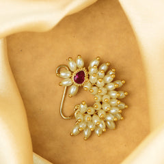 Fancy Design Heritage Pearl Gold Plated Nath