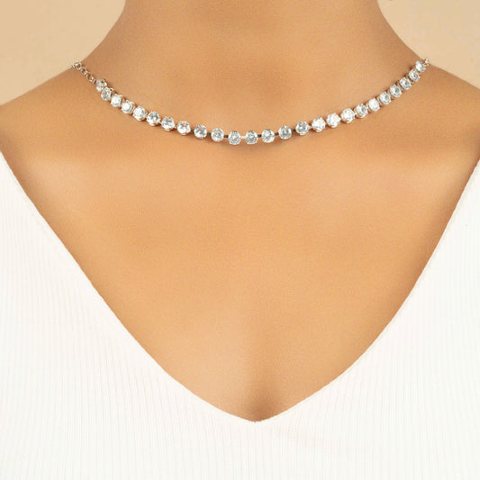 White American Diamond Unique Necklace Set With Earrings - Rukhmani