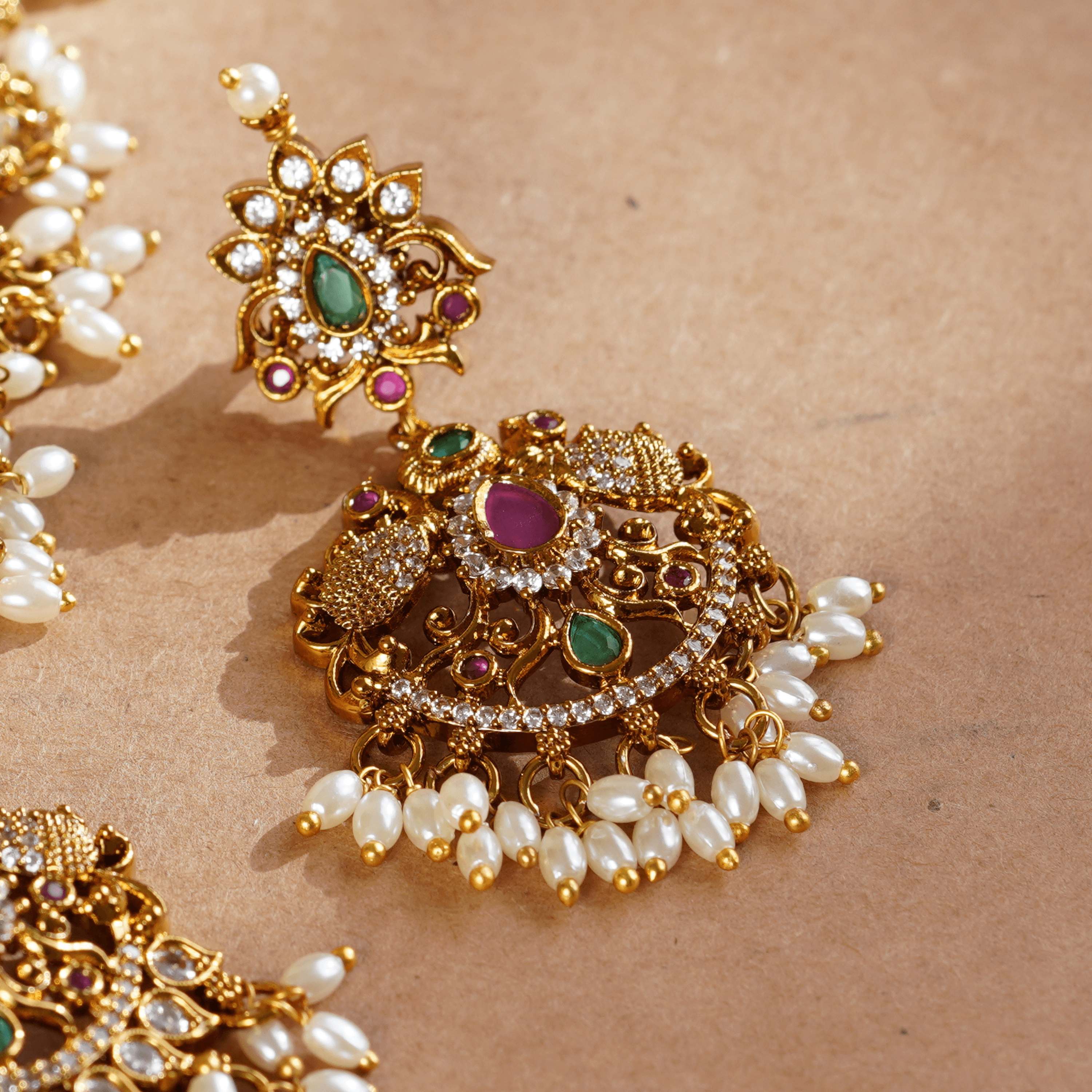 Rukhmani's Divine Grace Temple South Indian Necklace Set - Rukhmani