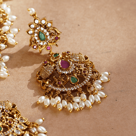 Rukhmani's Divine Grace Temple South Indian Necklace Set - Rukhmani