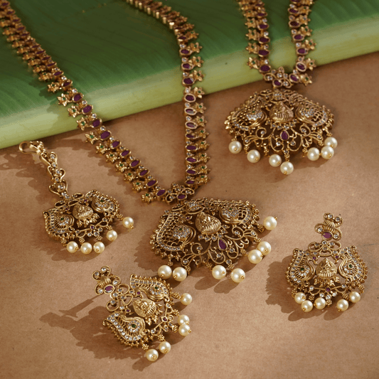 Rukhmani's Golden Embrace Temple Choker Set - Rukhmani