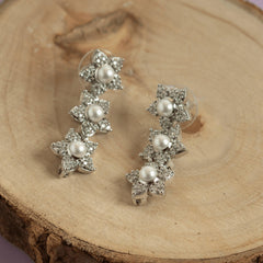 Set of white pearl unique pendant and earring - Rukhmani