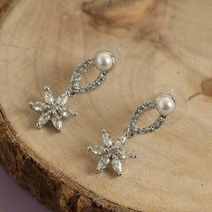 Set of white pearl unique pendant and earring - Rukhmani