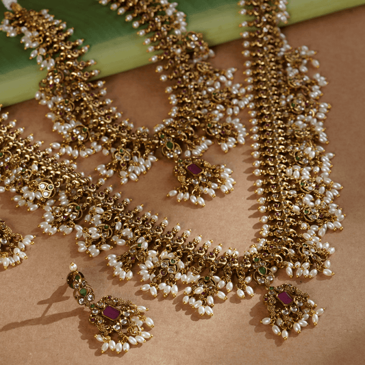 Rukhmani's Eternal Radiance Temple South Indian Necklace Set - Rukhmani