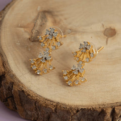 Set of gold plated sparkling diamond necklace and earring - Rukhmani