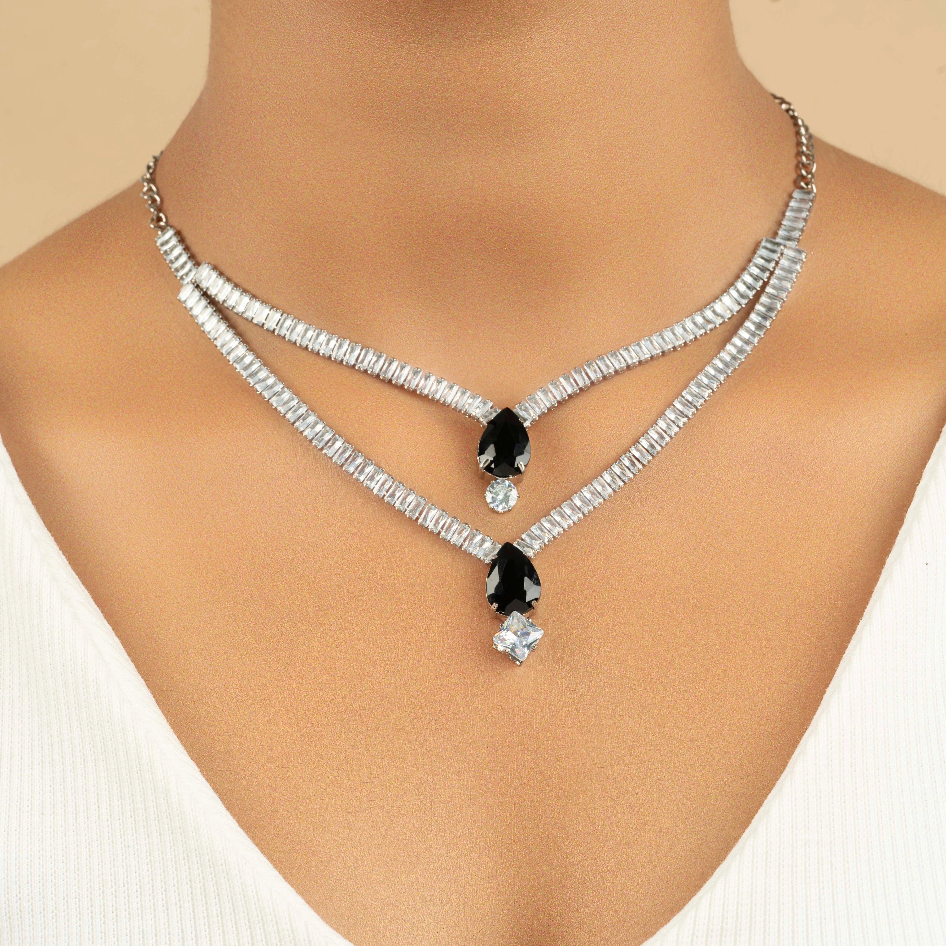 Fancy Spinel Diamond Pendant Necklace Set with Earrings - Rukhmani