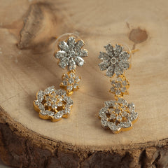 Set of gold plated diamond necklace and earring - Rukhmani
