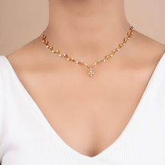 Set of gold plated unique diamond necklace and earring - Rukhmani