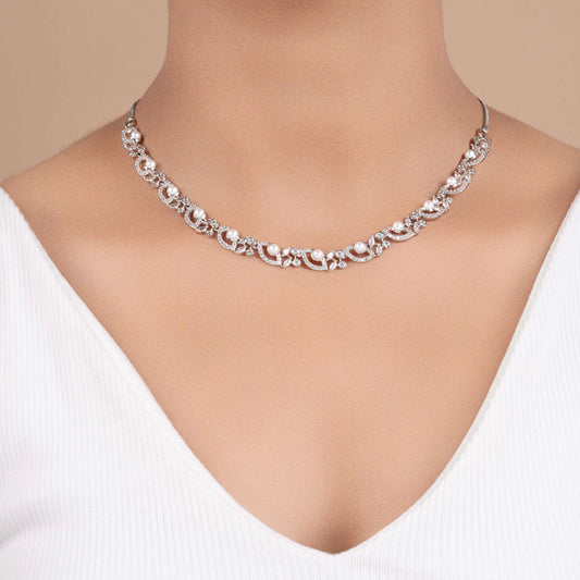 Set of white pearl unique pendant and earring - Rukhmani