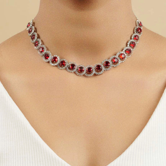 Red Diamond designer necklace set - Rukhmani