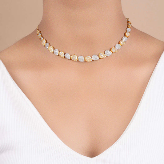 Set of drop shape diamond necklace and earring - Rukhmani