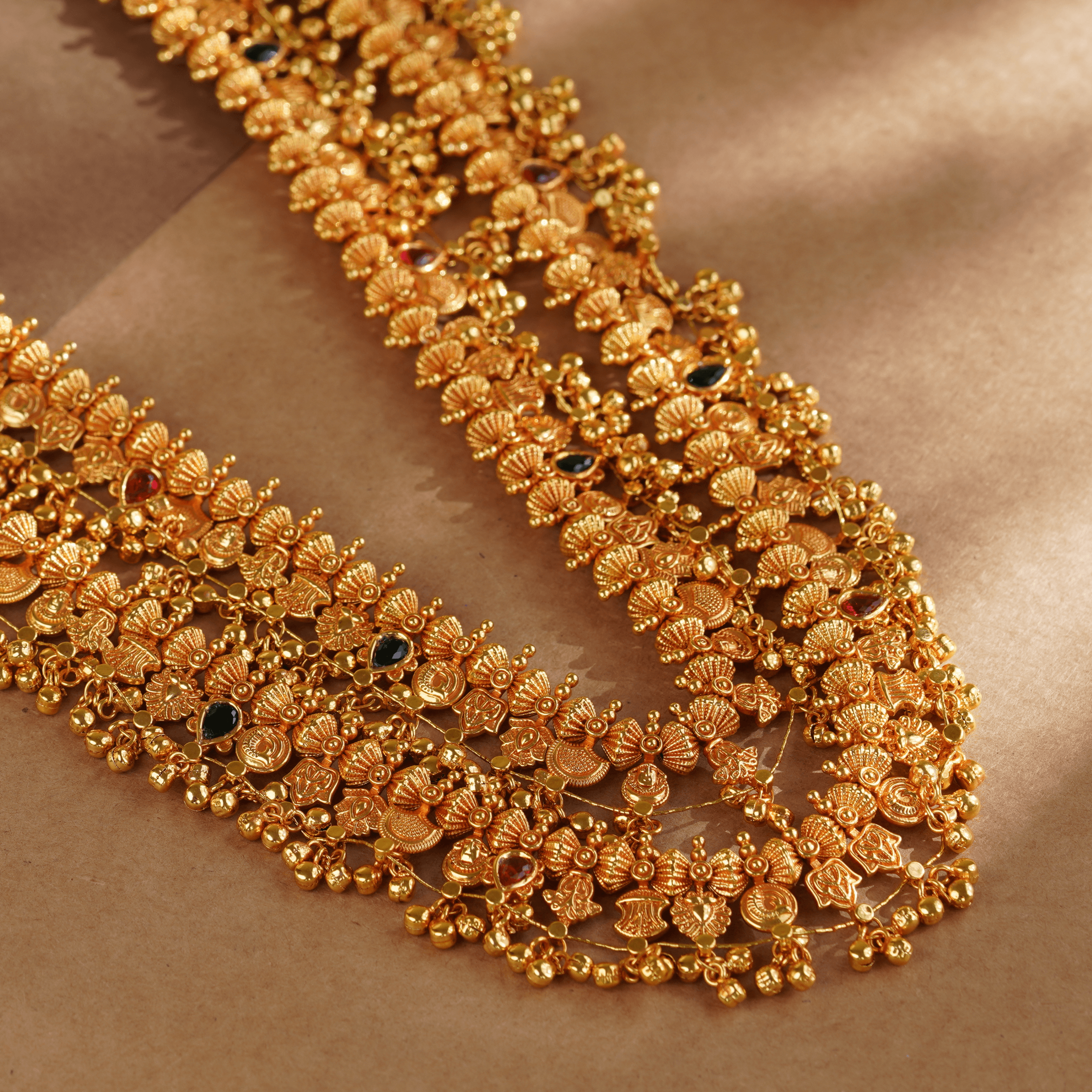 Rukhmani's Divine Grace Gold Plated Double Layered Kolhapuri Saaj - Rukhmani