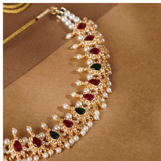Rukhmani's Gold Plated Pearl Chinchpeti - Rukhmani