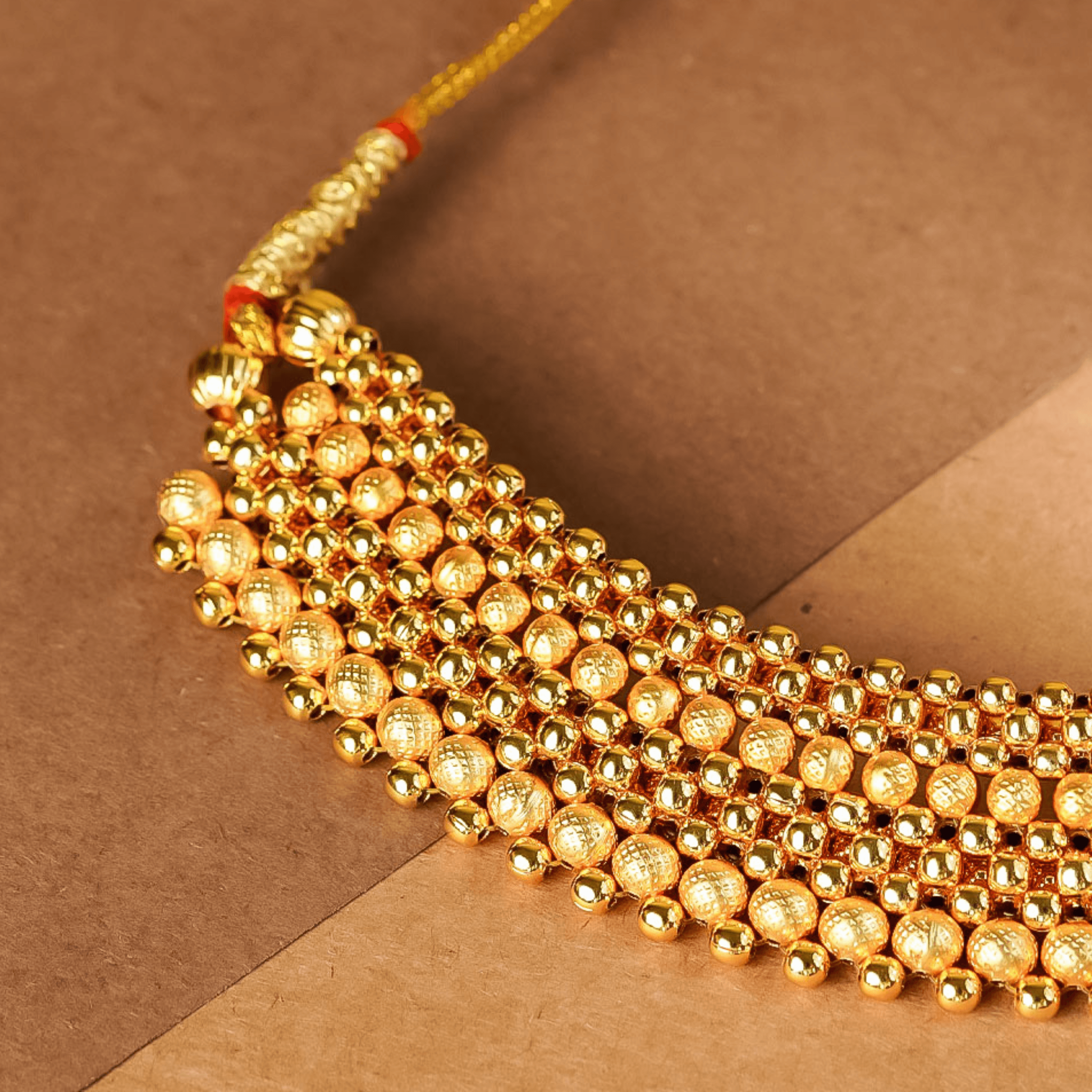 Rukhmani's Gold Plated Maharashtrian Red Stone Thushi - Rukhmani