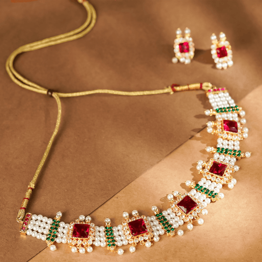 Rukhmani's Classic Gold Plated Pearl Chinchpeti - Rukhmani