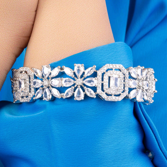Elegant White Stone American Diamond Bangle for Women