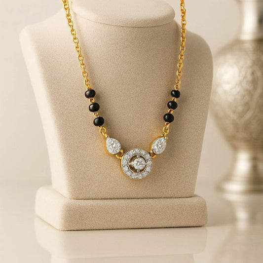 925 Sterling Silver Sparkling CZ Mangalsutra | Gold Plated Elegant Daily Wear Jewelry for Women