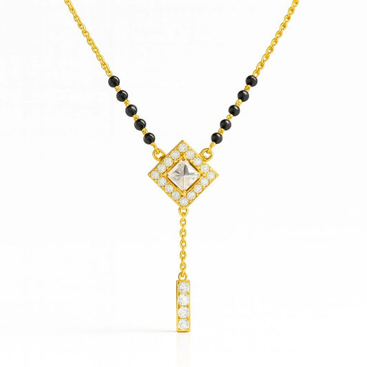 Twin Halo Mangalsutra in Sterling Silver